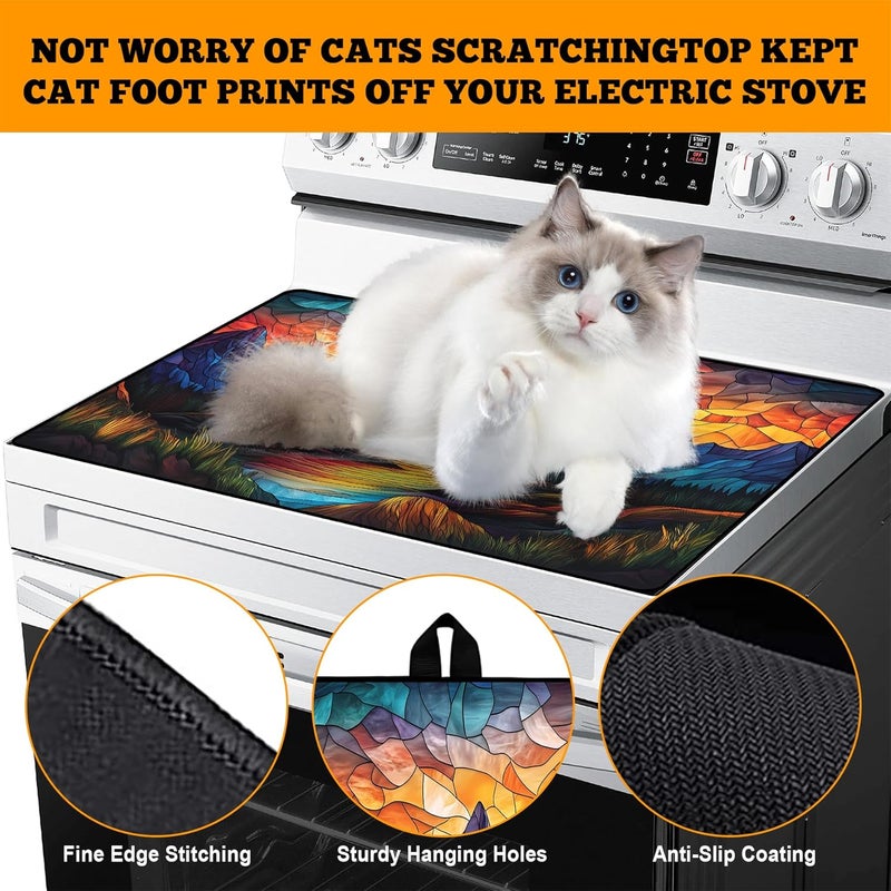 AOHMPT Multi-Design Stove Top Cover for Glass/Electric Stoves - 3-in-1 Heat-Resistant Protector Mat, Non-Slip Drying Rack 28"x20" - Image 4